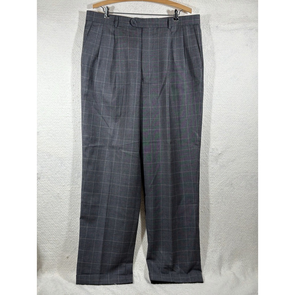 Linea Naturale Luxe Bozzalla Lesna Pants Mens 36 Gray Wool Plaid Preppy Luxury